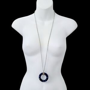 2/$20 Brand New Navy Blue Round Pendant Necklace